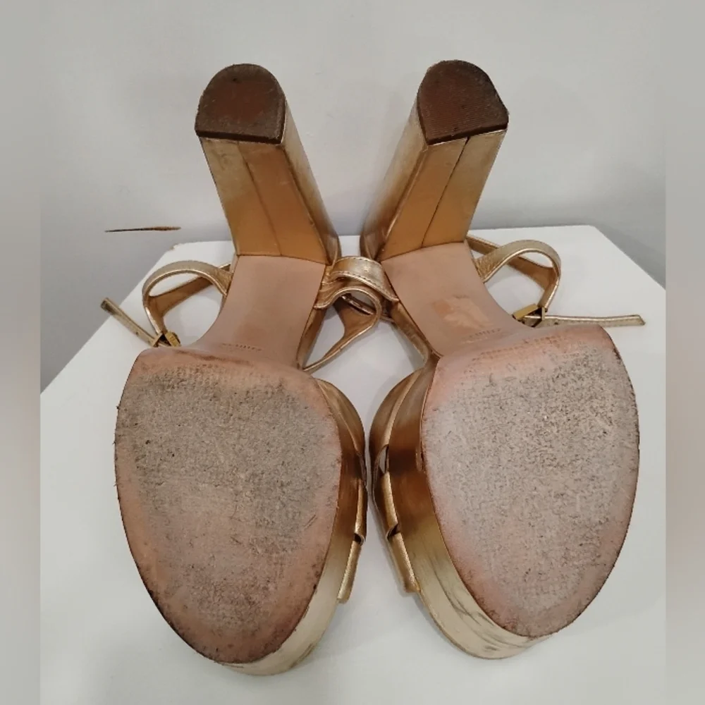 ROSE GOLD LEATHER PLATFORM SANDALS